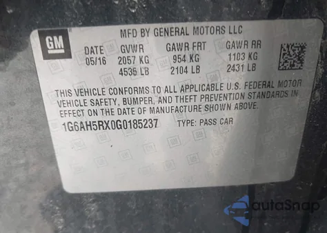 2016 Cadillac Ats Luxury Collection z USA, uszkodzony, nr VIN 1G6AH5RX0G0185237